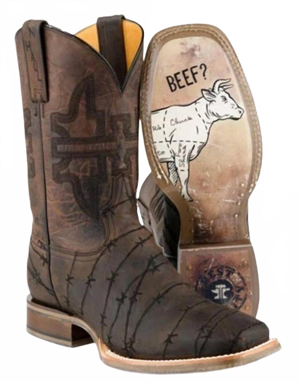 NEW DAN POST. men's don't fence me in two square toe boot in dark brown